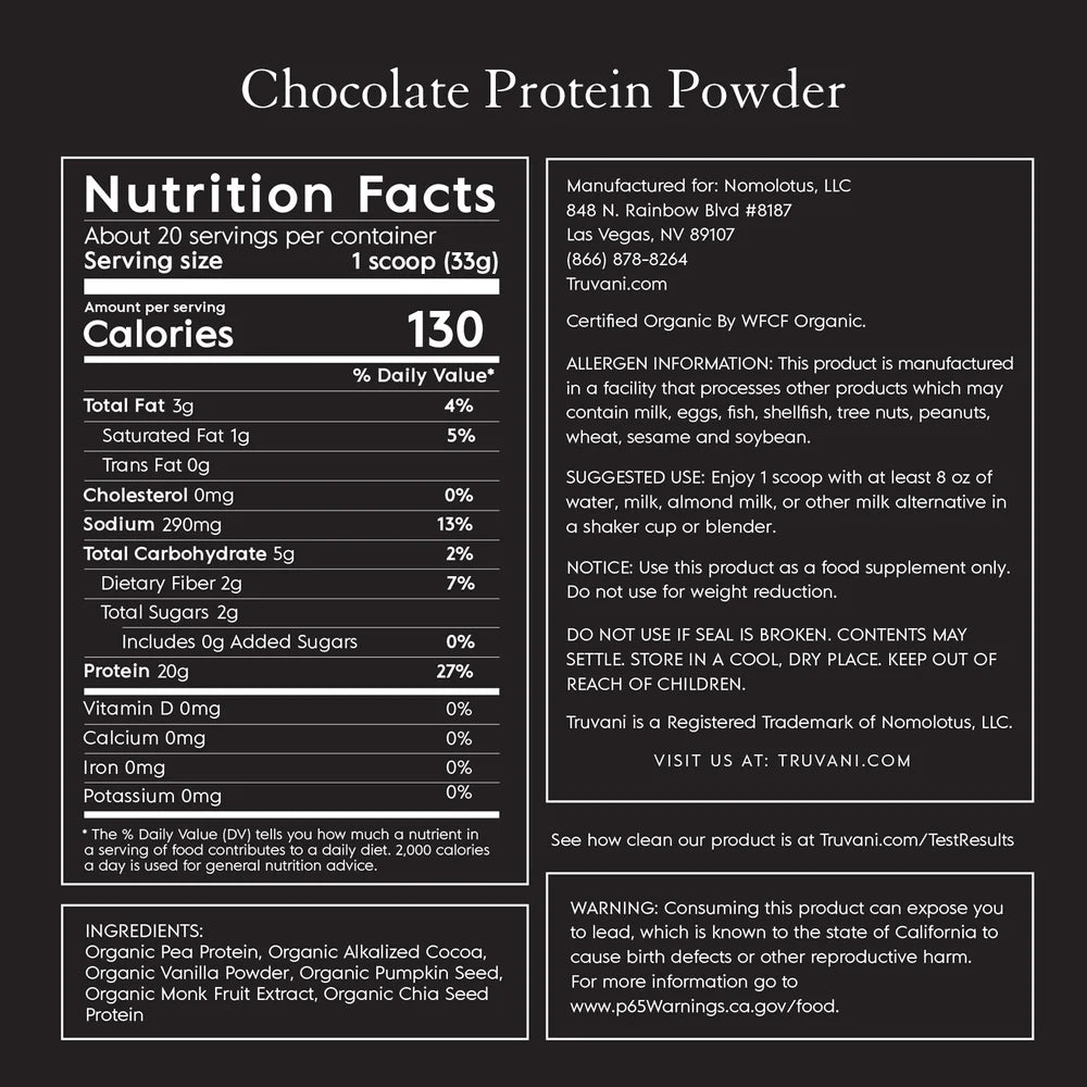 Organic Chocolate Plant Based Protein Powder
