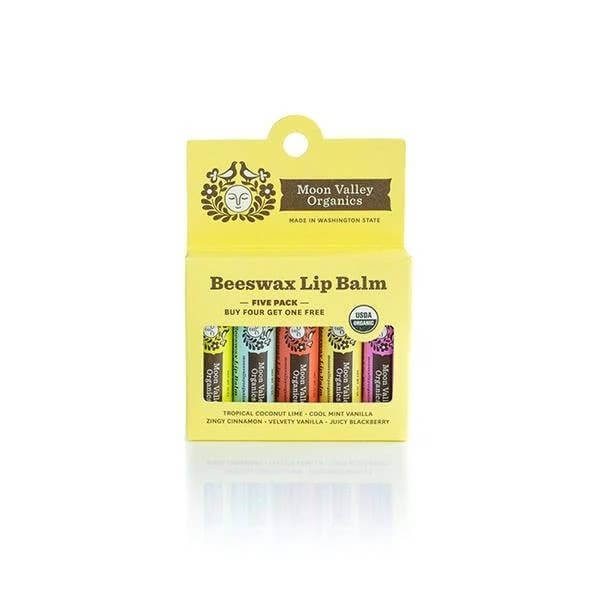 Organic Beeswax Lip Balm 5-Pack (5 Lip Balms for the Price of 4!)