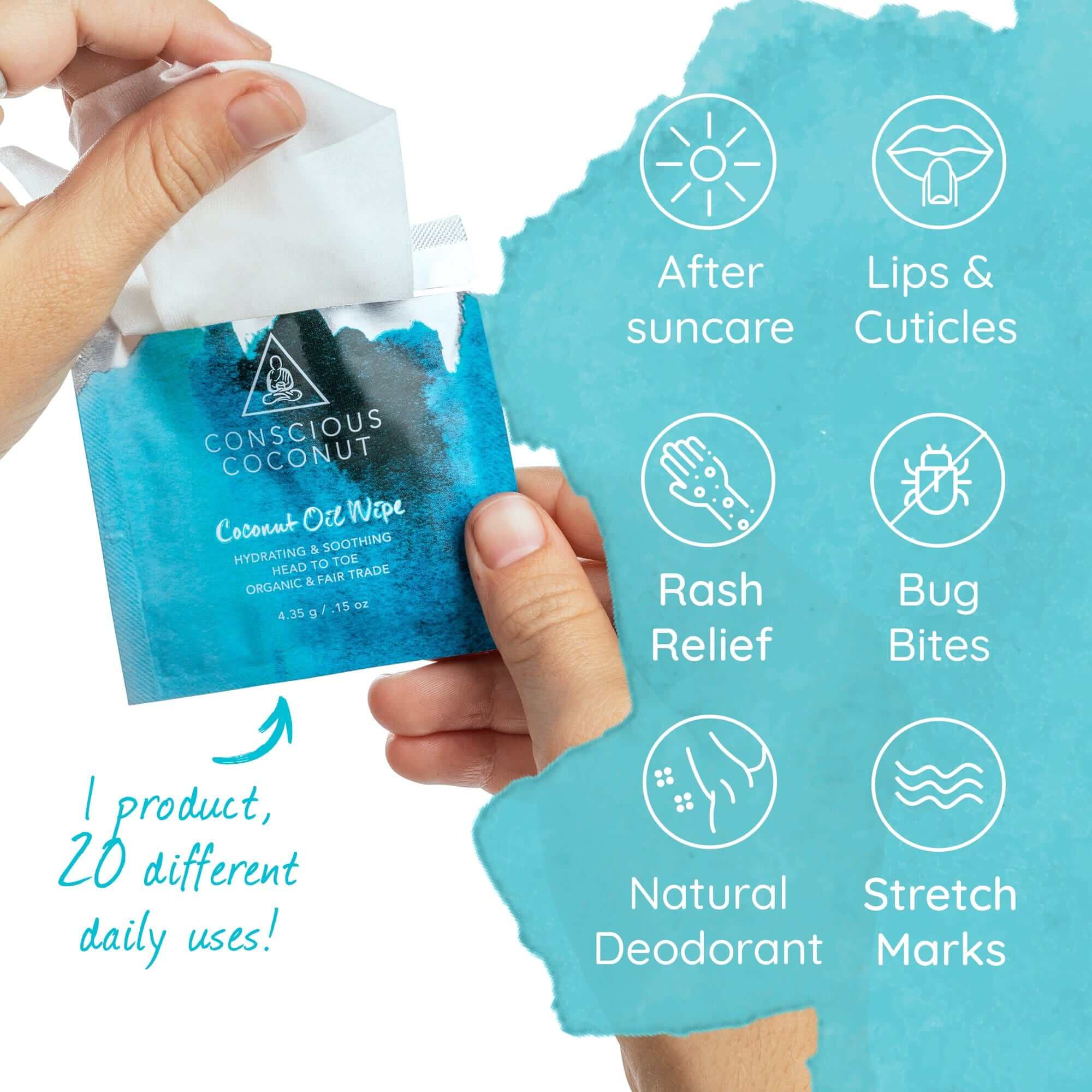 Organic Coconut Oil Wipes (25 Wipes)