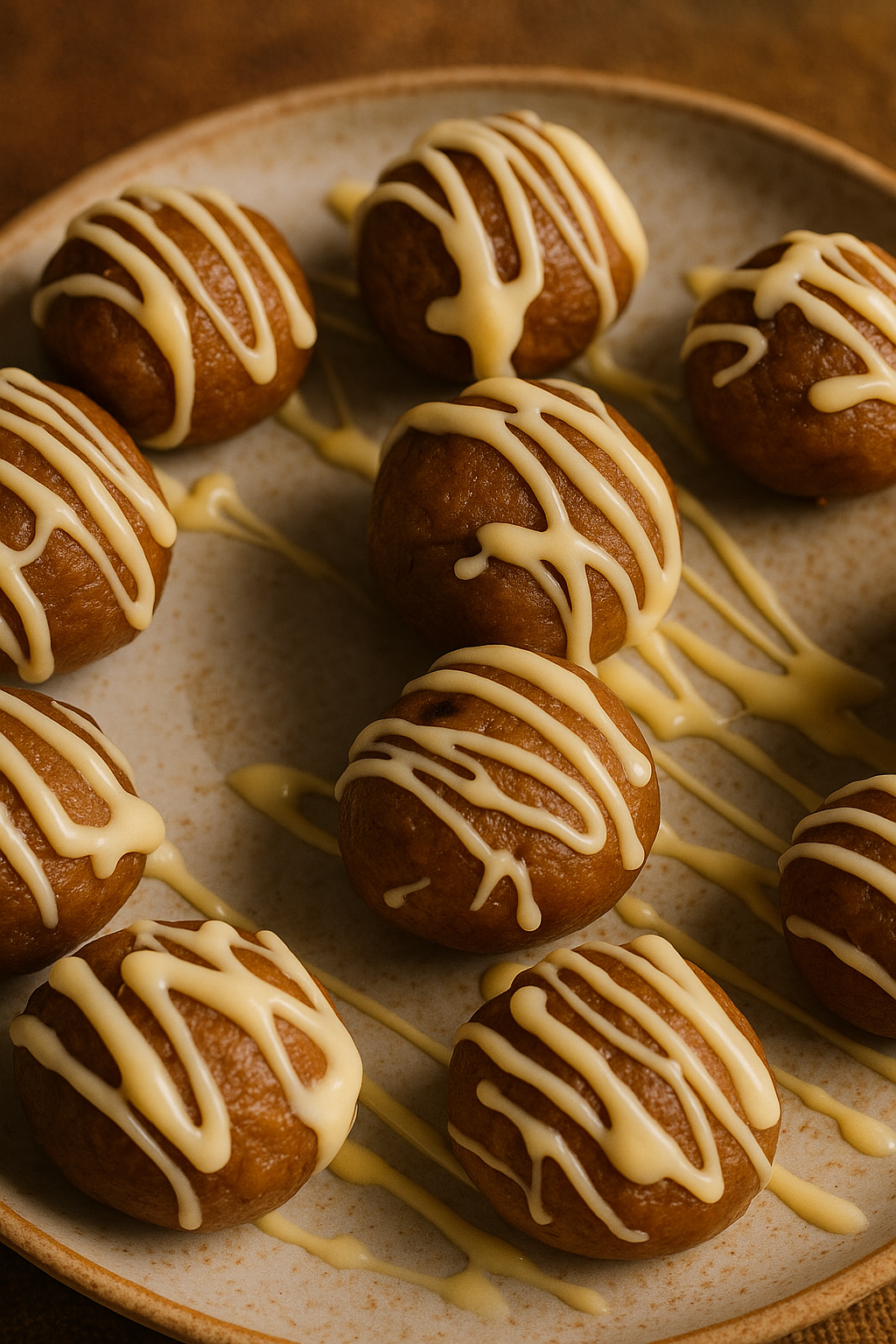 Pumpkin Protein Balls with White Chocolate Drizzle