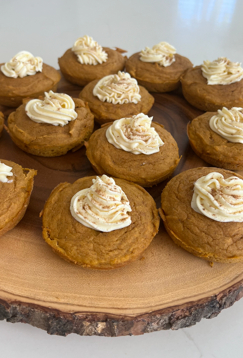 Pumpkin Protein Donuts with Cheesecake Frosting