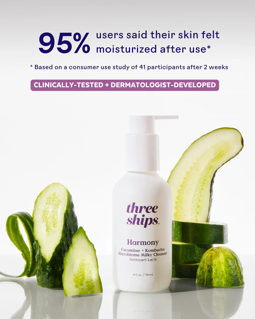 Three Ships Beauty Harmony Cucumber + Kombucha Microbiome Balancing Cleanser