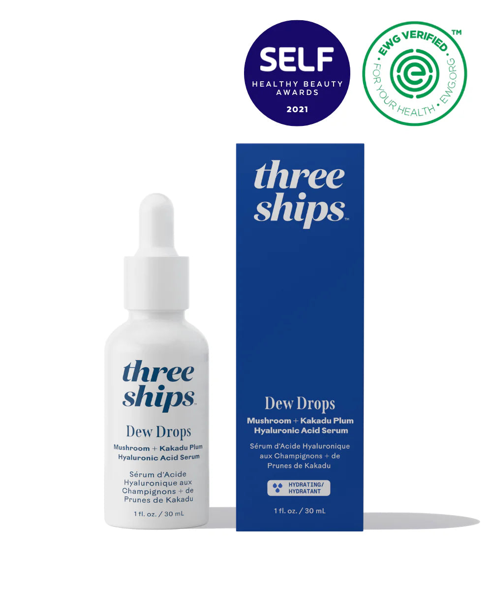 Three Ships Beauty Dew Drops Mushroom Hyaluronic Acid + Vitamin C Serum