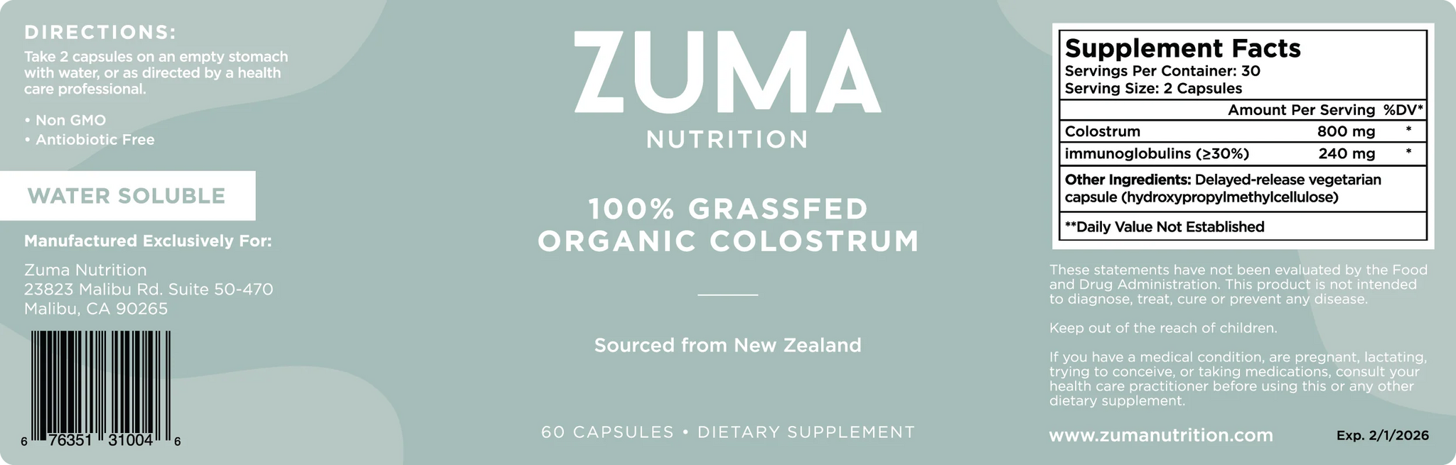 100% Grassfed Organic Colostrum