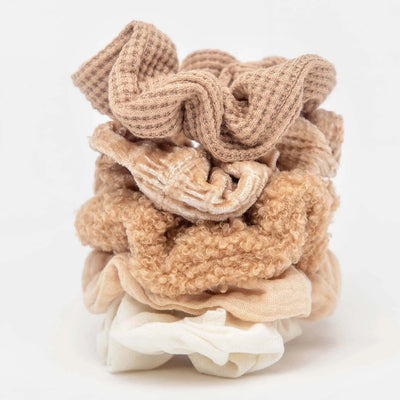 Kitsch Assorted Textured Scrunchies 5pc - Sand