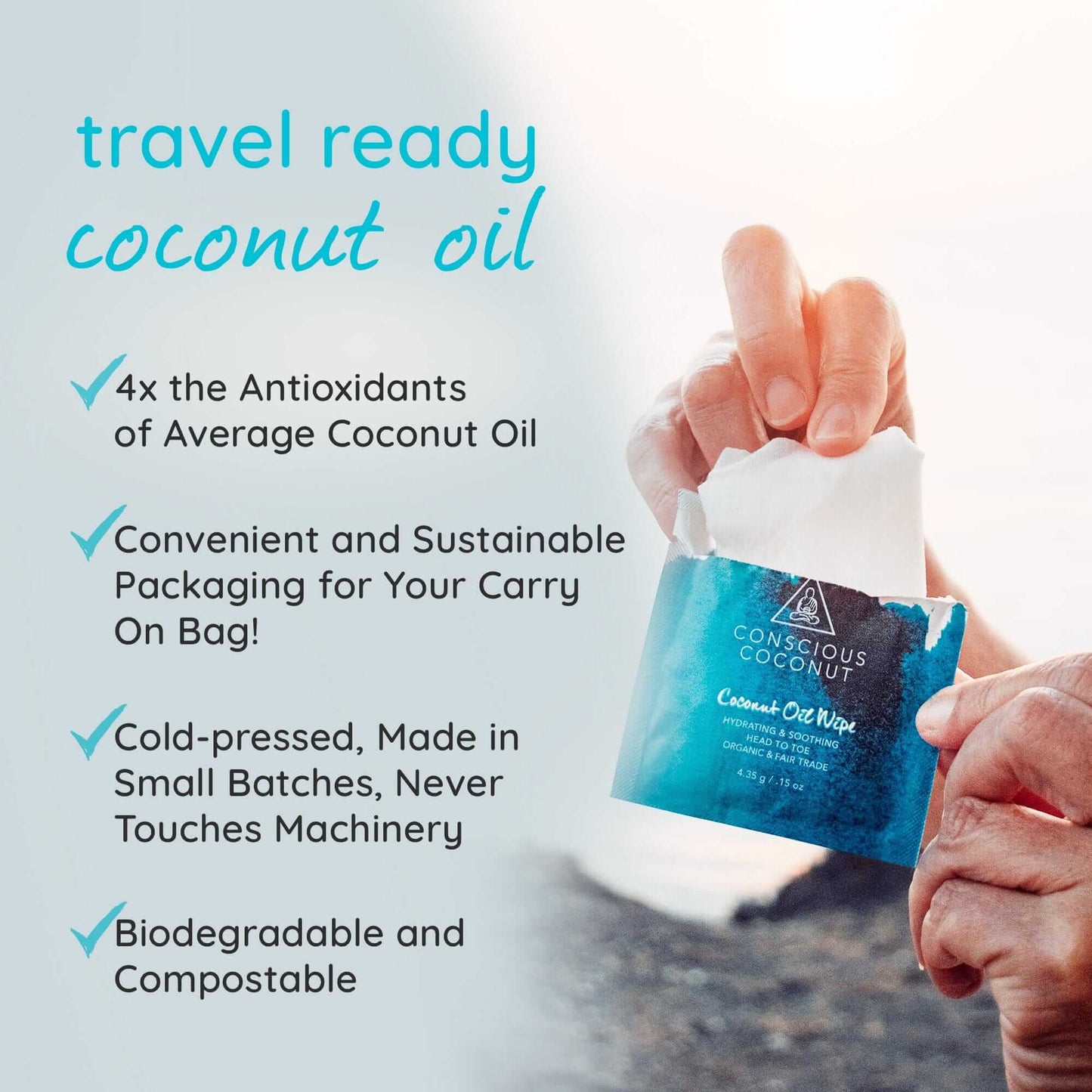 Conscious Coconut Organic Coconut Oil Wipes (25 Wipes)