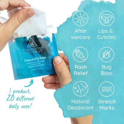 Conscious Coconut Organic Coconut Oil Wipes (25 Wipes)